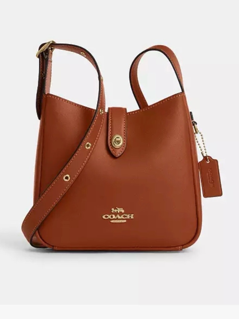 Coach Saddle Brown Pebbled Leather Crossbody with Gold Hardware